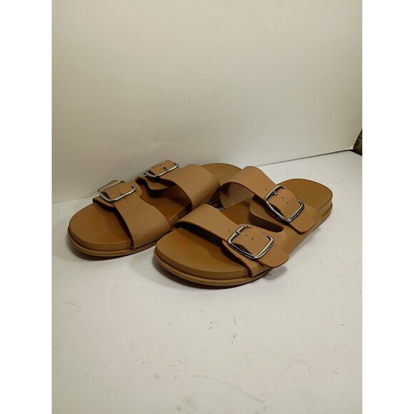 torrid Shoes - Torrid Size 9 WW WIDE Tan Buckle Slide Sandals Casual Flat Comfort